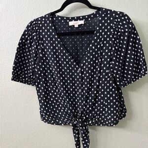 LOFT Black and White Polka Dot Blouse